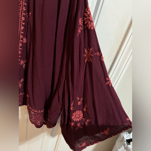 Free People Boho Lace Eyelet Maroon Kimono Jacket - Picture 6 of 7